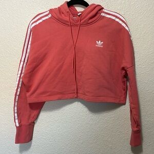 Adidas Orange Cropped Hooded Sweatshirt. Very Good Condition. Size XS.